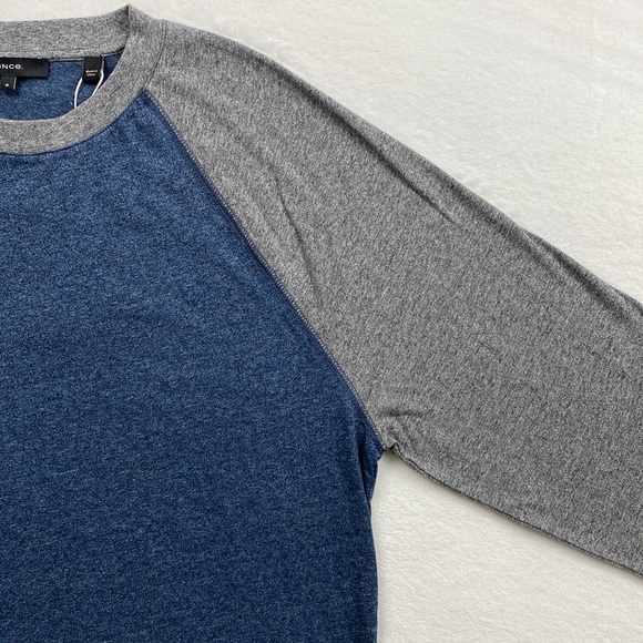 Vince Curved Hem Raglan Baseball Long Sleeve Tee (Gray/Blue) *NWT* - Picture 8 of 16